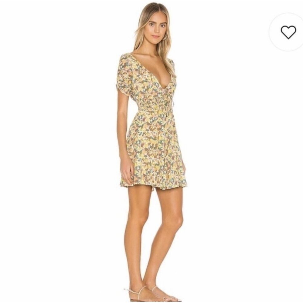 Free People Forget Me Not Floral Mini Dress Smocked Waist Boho Size 0 - Picture 2 of 8